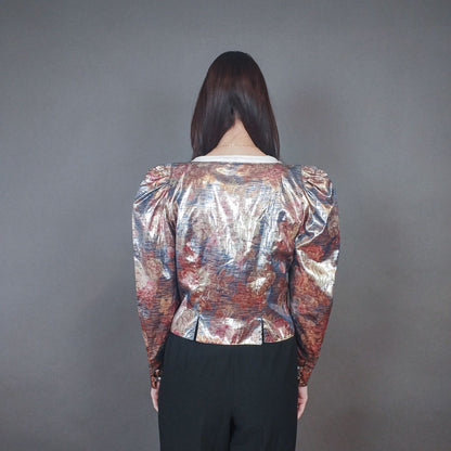 VIN-OUTW-33425 Vintage τοπ μεταλιζέ εμπριμέ L