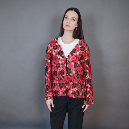 VIN-OUTW-33386 Vintage τοπ εμπριμέ μεταλιζέ M-L