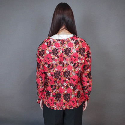 VIN-OUTW-33386 Vintage τοπ εμπριμέ μεταλιζέ M-L