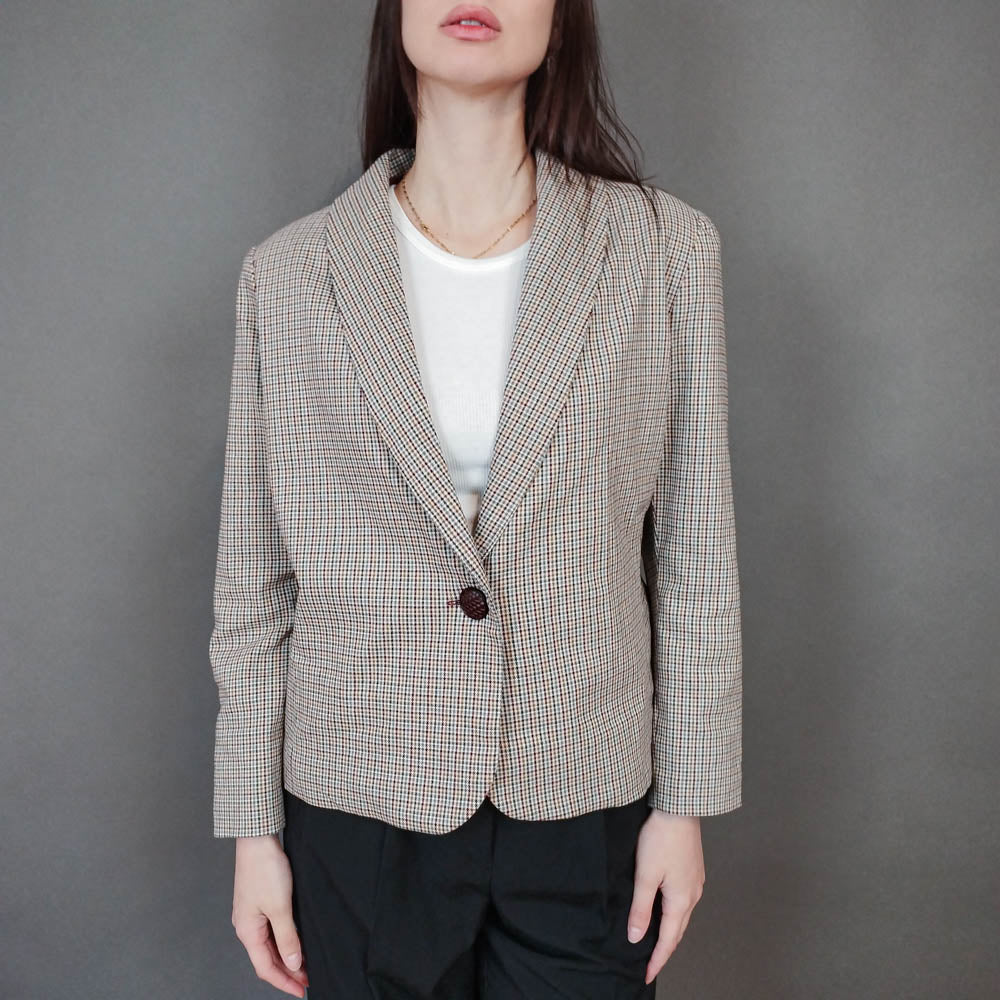 VIN-OUTW-33433 Vintage σακάκι καρό M-L