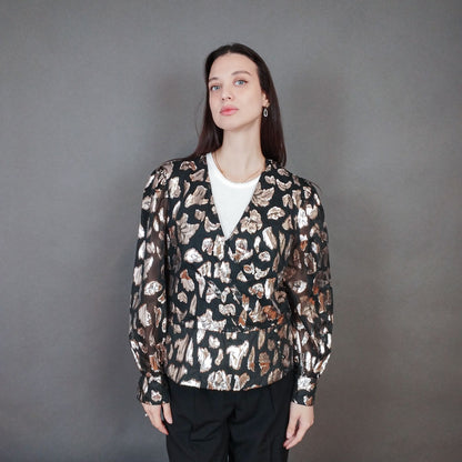 VIN-OUTW-33385 Vintage τοπ ημιδιαφανές με μεταλιζέ λεπτομέρειες L-XL