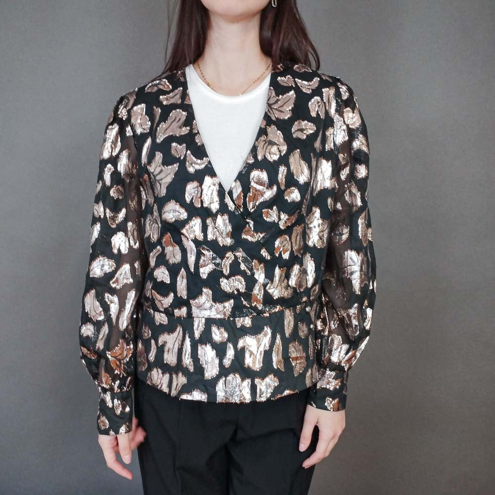 VIN-OUTW-33385 Vintage τοπ ημιδιαφανές με μεταλιζέ λεπτομέρειες L-XL