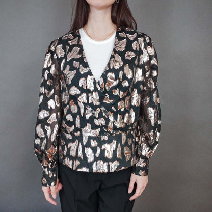 VIN-OUTW-33385 Vintage τοπ ημιδιαφανές με μεταλιζέ λεπτομέρειες L-XL