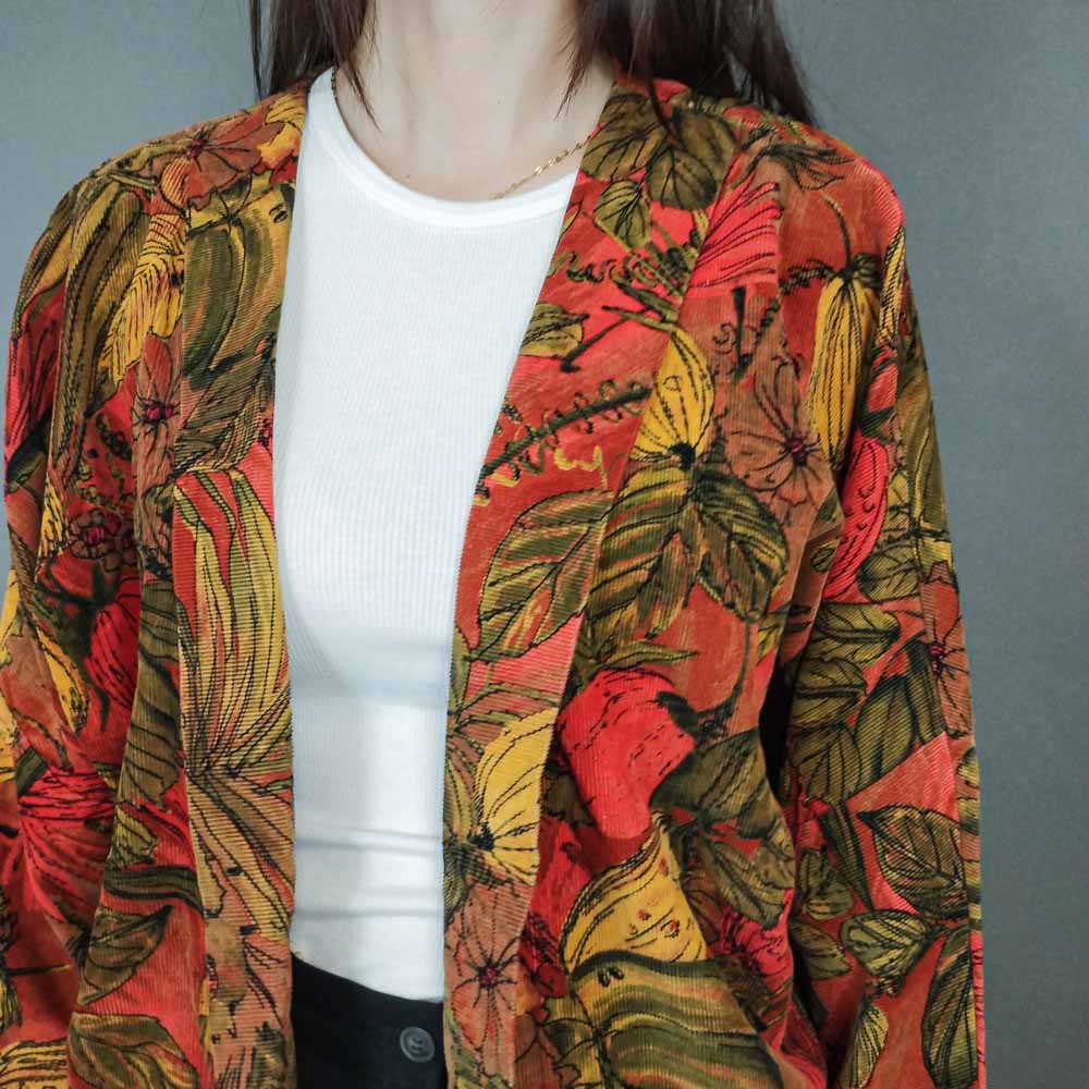 VIN-OUTW-33384 Vintage σακάκι κοτλέ εμπριμέ L