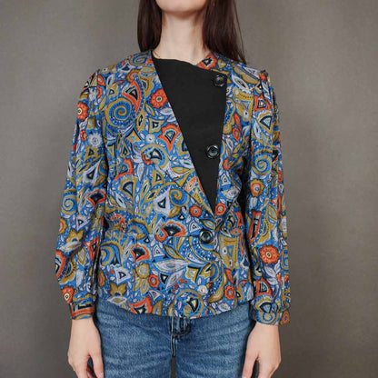 VIN-BLO-33327 Vintage top 80s εμπριμέ Μ