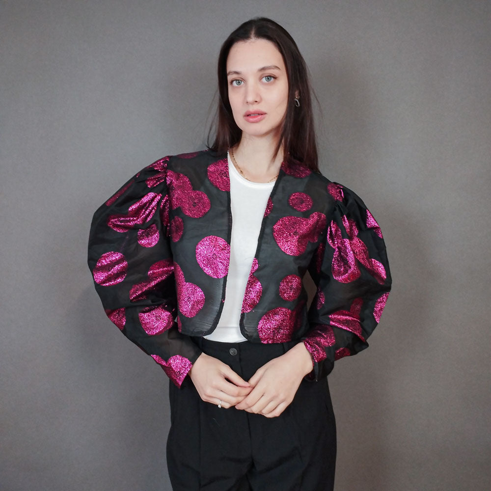 VIN-OUTW-33400 Vintage τοπ ημιδιαφανές με μεταλιζέ λεπτομέρειες S-M