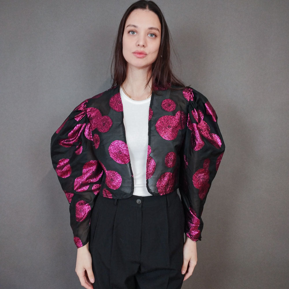 VIN-OUTW-33400 Vintage τοπ ημιδιαφανές με μεταλιζέ λεπτομέρειες S-M