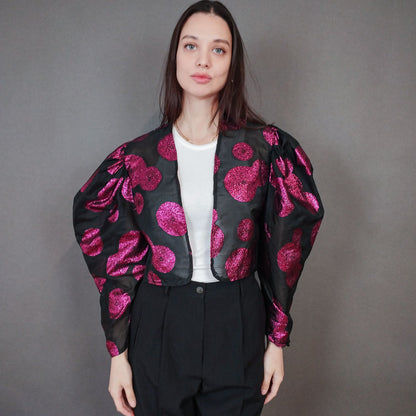 VIN-OUTW-33400 Vintage τοπ ημιδιαφανές με μεταλιζέ λεπτομέρειες S-M