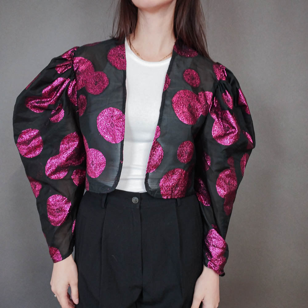 VIN-OUTW-33400 Vintage τοπ ημιδιαφανές με μεταλιζέ λεπτομέρειες S-M