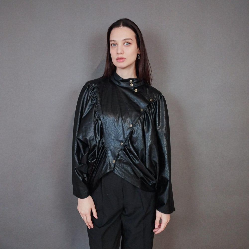 VIN-OUTW-33388 Vintage τοπ μαύρο 80's style M-L