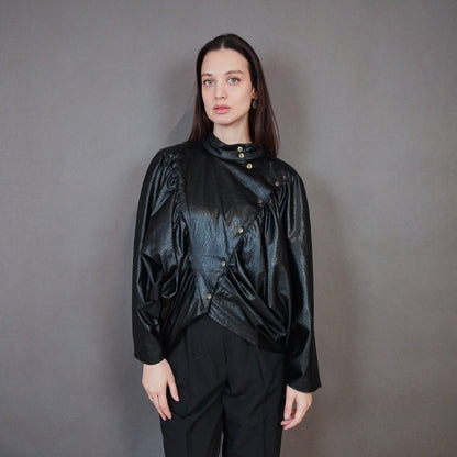 VIN-OUTW-33388 Vintage τοπ μαύρο 80's style M-L