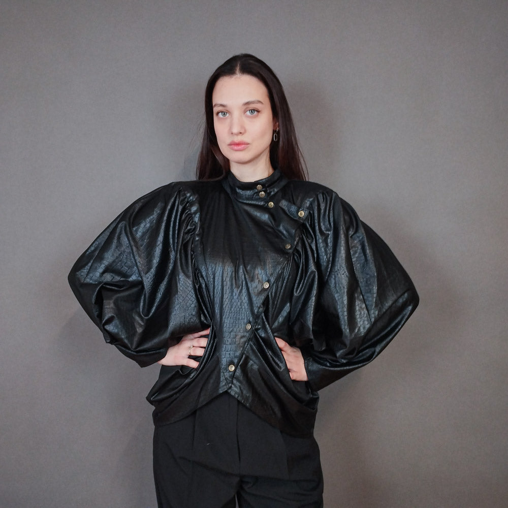 VIN-OUTW-33388 Vintage τοπ μαύρο 80's style M-L