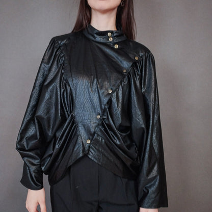 VIN-OUTW-33388 Vintage τοπ μαύρο 80's style M-L