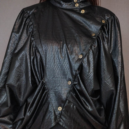 VIN-OUTW-33388 Vintage τοπ μαύρο 80's style M-L