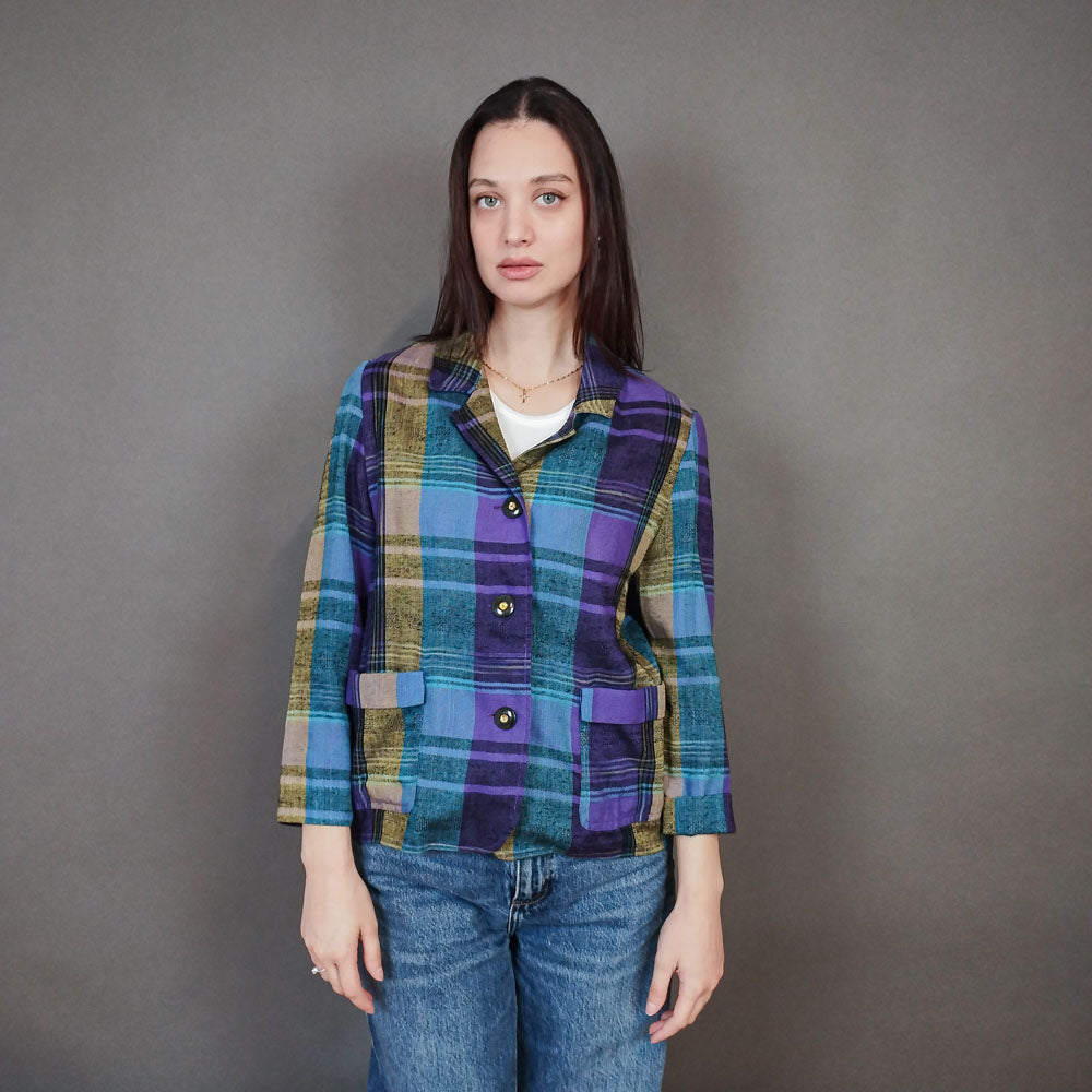 VIN-OUTW-33328 Vintage σακάκι καρό Μ