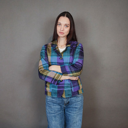 VIN-OUTW-33328 Vintage σακάκι καρό Μ