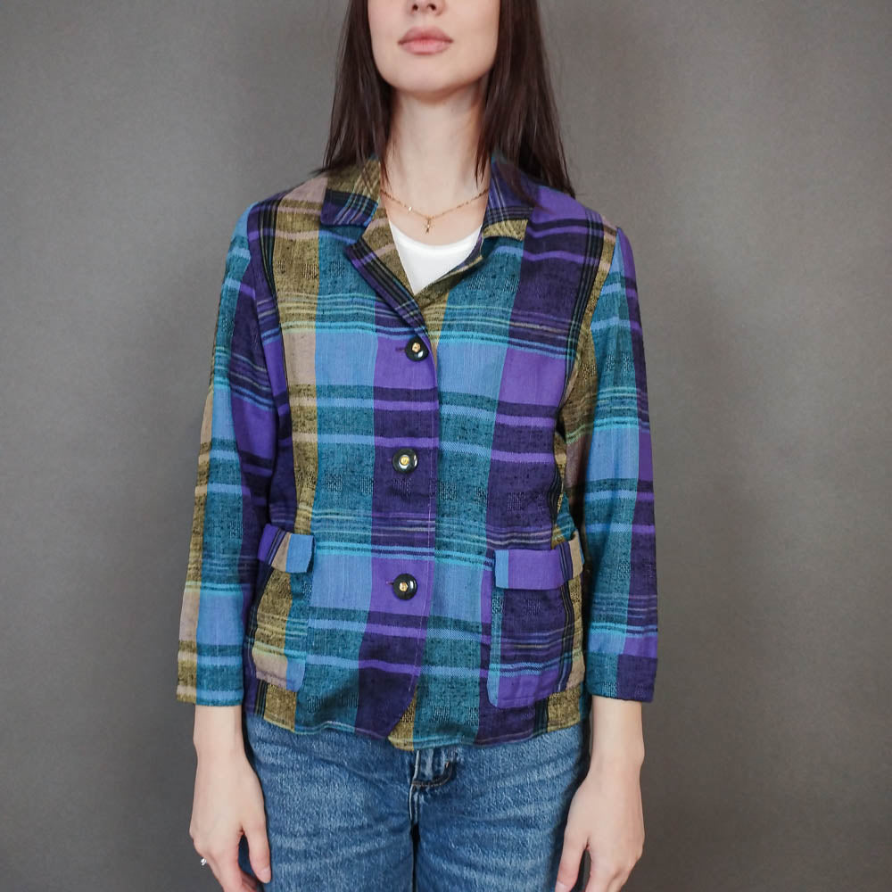 VIN-OUTW-33328 Vintage σακάκι καρό Μ-L