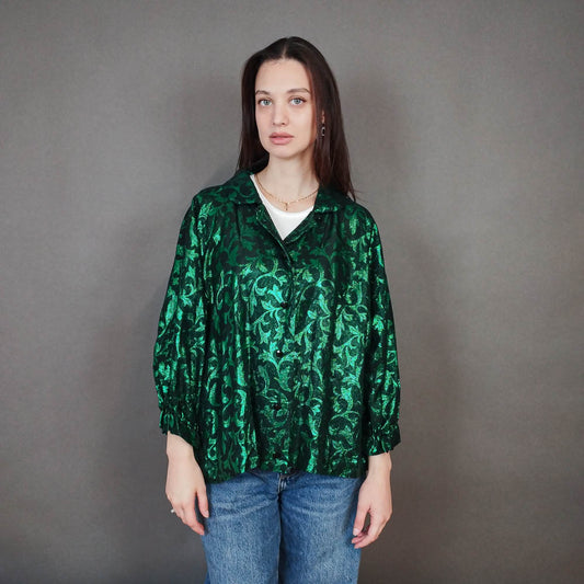 VIN-BLO-33329 Vintage top-ζακέτα 80s λούρεξ L-XL