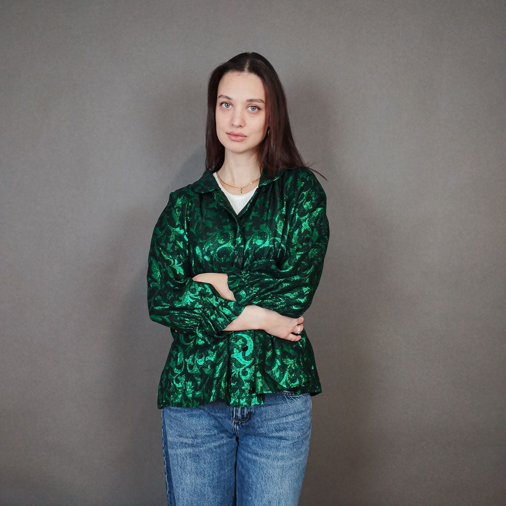 VIN-BLO-33329 Vintage top-ζακέτα 80s λούρεξ L-XL