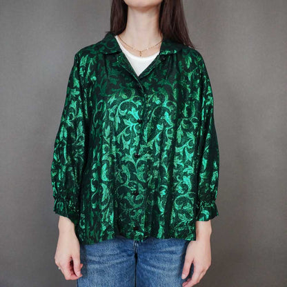 VIN-BLO-33329 Vintage top-ζακέτα 80s λούρεξ L-XL