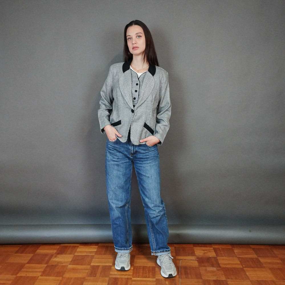 VIN-OUTW-33330 Vintage σακάκι καρό pied de poule S