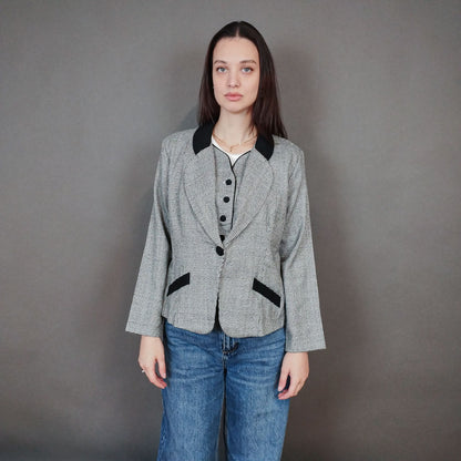 VIN-OUTW-33330 Vintage σακάκι καρό pied de poule S