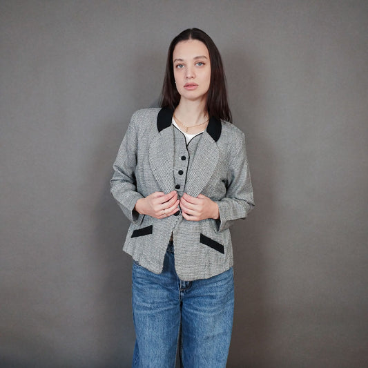 VIN-OUTW-33330 Vintage σακάκι καρό pied de poule S