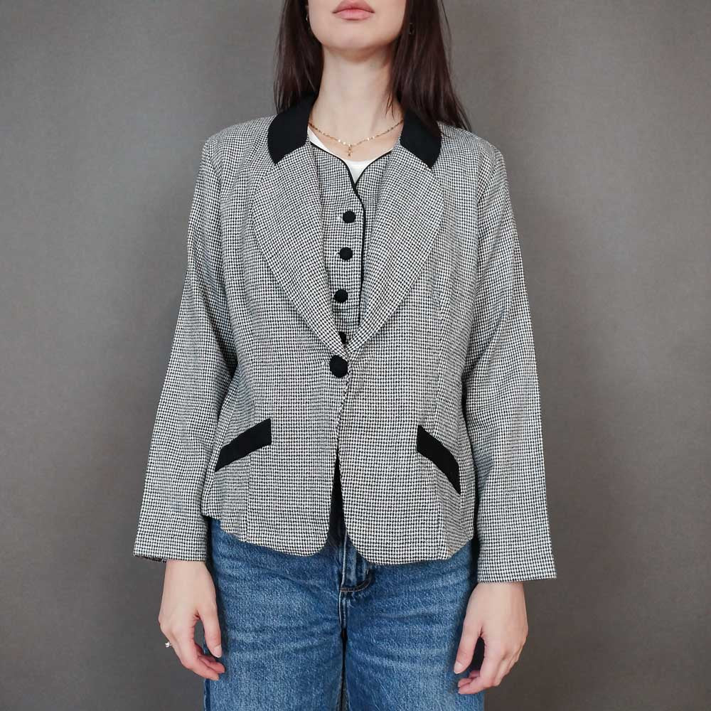 VIN-OUTW-33330 Vintage σακάκι καρό pied de poule S