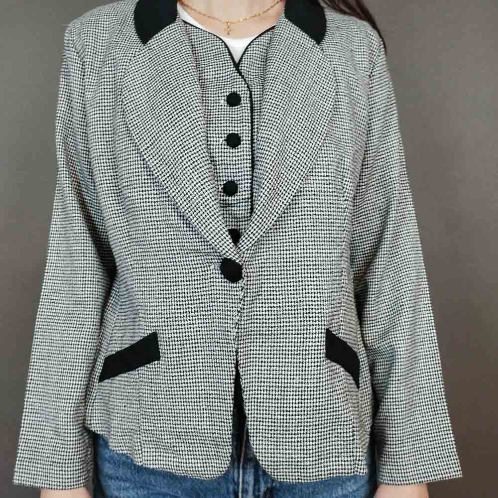 VIN-OUTW-33330 Vintage σακάκι καρό pied de poule S