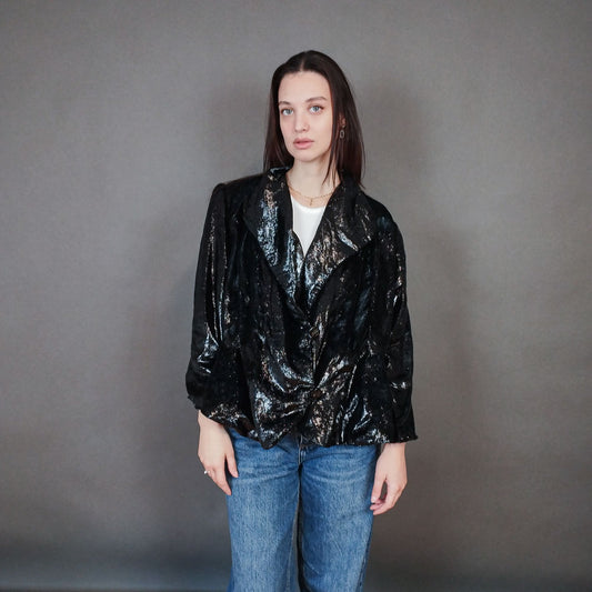 VIN-OUTW-33331 Vintage σακάκι μαύρο φαντεζί L