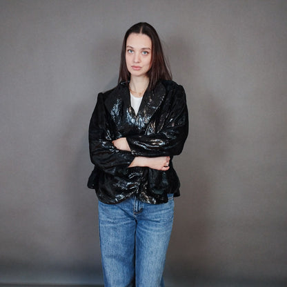 VIN-OUTW-33331 Vintage σακάκι μαύρο φαντεζί L