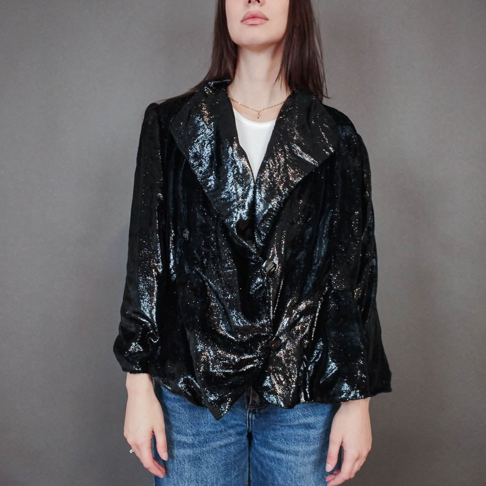 VIN-OUTW-33331 Vintage σακάκι μαύρο φαντεζί L