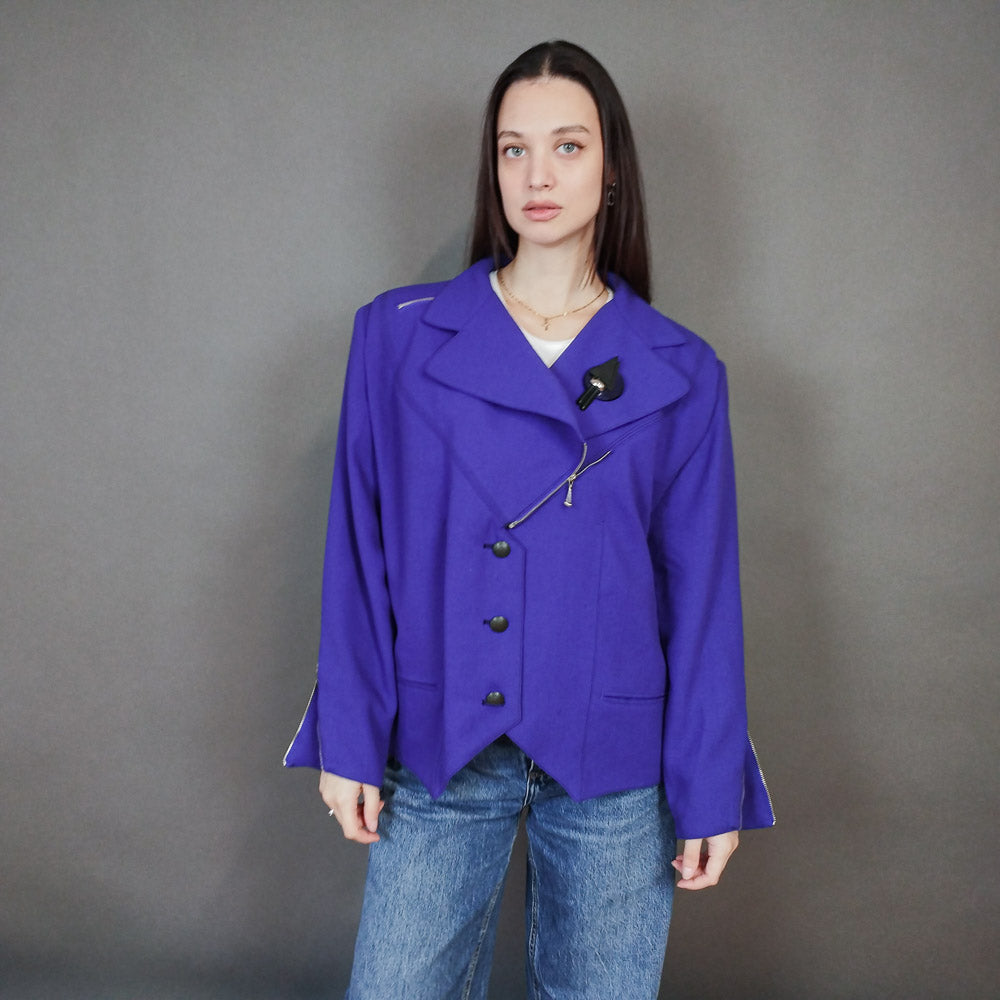 VIN-OUTW-33332 Vintage σακάκι 80s μοβ M-L