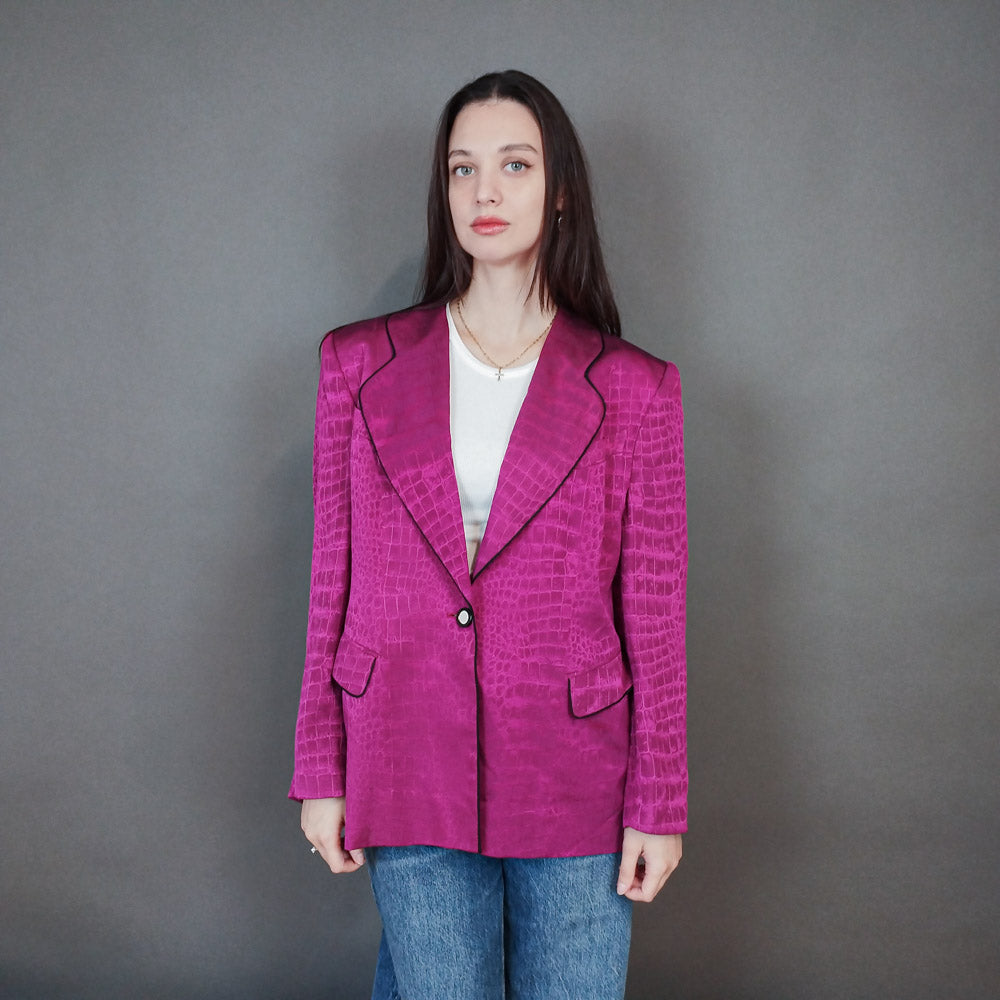 VIN-OUTW-33334 Vintage σακάκι μεταξωτό φουξ L