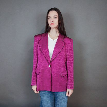 VIN-OUTW-33334 Vintage σακάκι μεταξωτό φουξ L