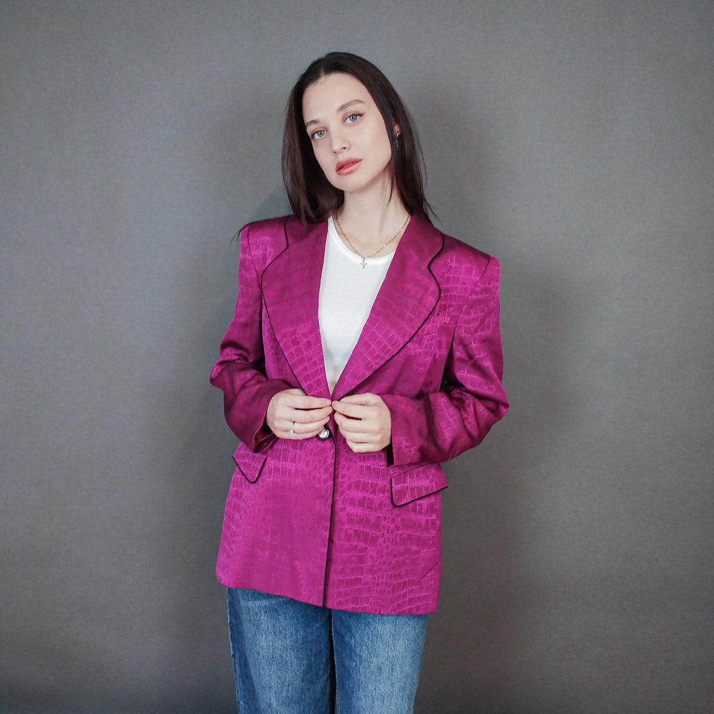 VIN-OUTW-33334 Vintage σακάκι μεταξωτό φουξ L