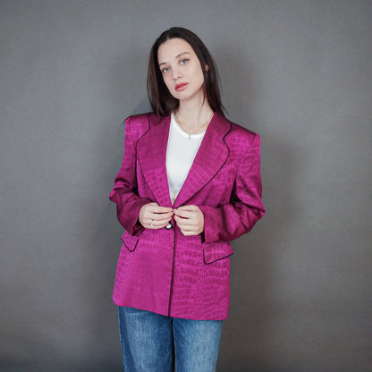 VIN-OUTW-33334 Vintage σακάκι μεταξωτό φουξ L