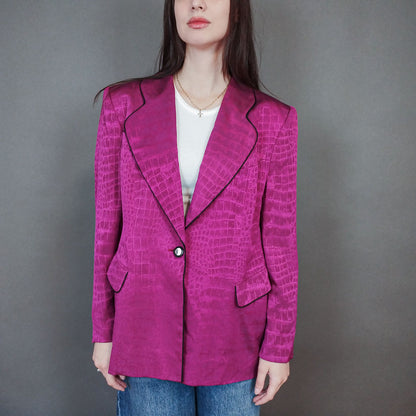 VIN-OUTW-33334 Vintage σακάκι μεταξωτό φουξ L