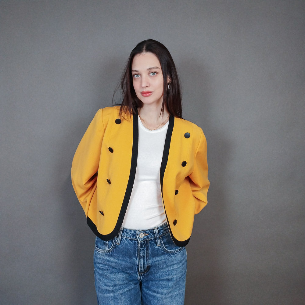 VIN-OUTW-33372 Vintage σακάκι κίτρινο M-L