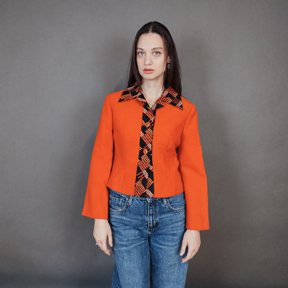 VIN-OUTW-33373 Vintage σακάκι πορτοκαλί S