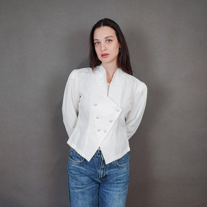 VIN-OUTW-3337 Vintage σακάκι 80s λευκό S-M