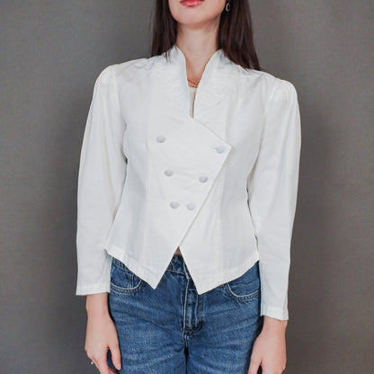 VIN-OUTW-3337 Vintage σακάκι 80s λευκό S-M