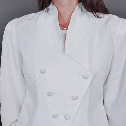 VIN-OUTW-3337 Vintage σακάκι 80s λευκό S-M