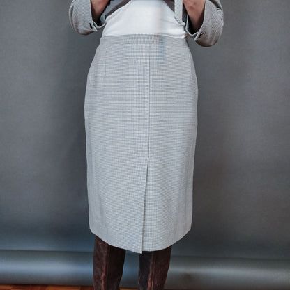 VIN-SKI-33316 Vintage pied de poule φούστα M