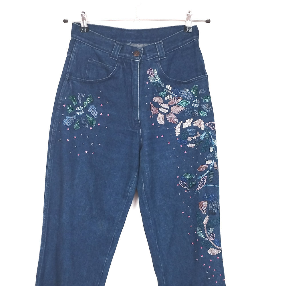 VIN-TR-35136 Vintage denim ψηλόμεσο γυναικείο παντελόνι S-M