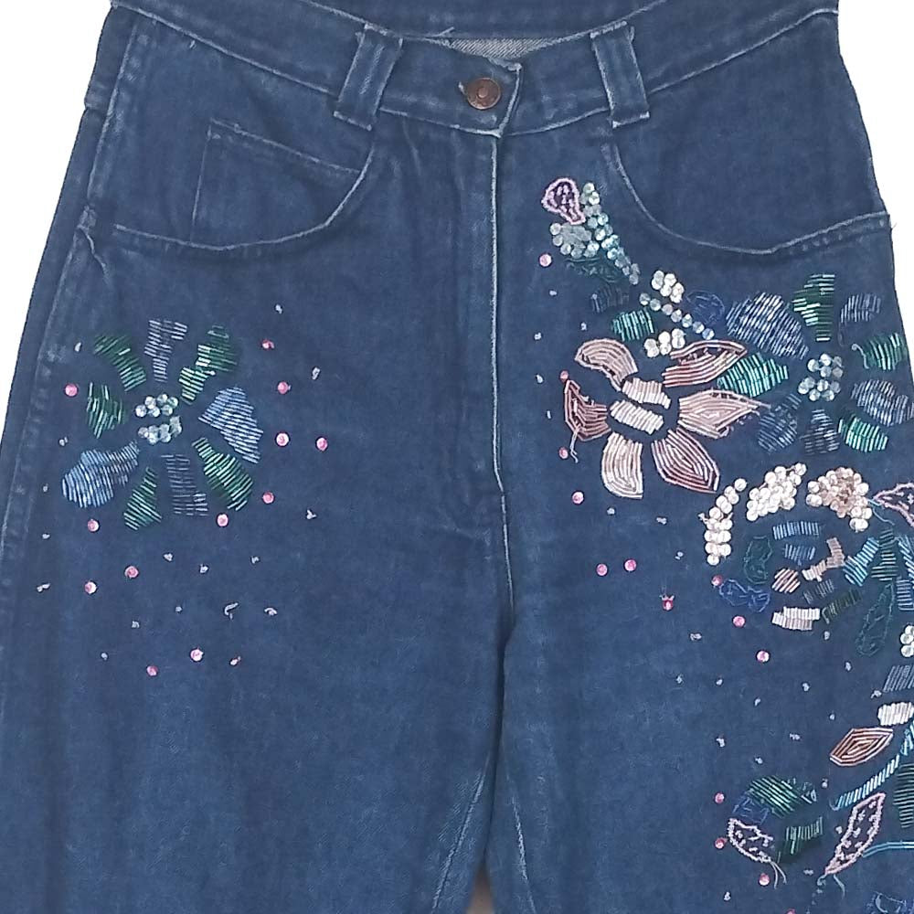 VIN-TR-35136 Vintage denim ψηλόμεσο γυναικείο παντελόνι S-M