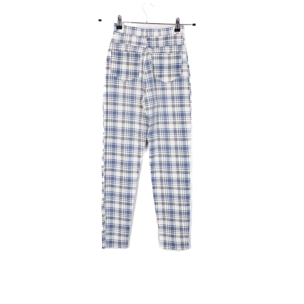 VIN-TR-35138 Vintage denim καρό ψηλόμεσο γυναικείο παντελόνι XS