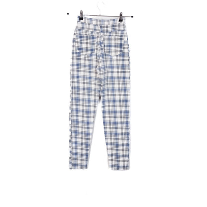 VIN-TR-35138 Vintage denim καρό ψηλόμεσο γυναικείο παντελόνι XS