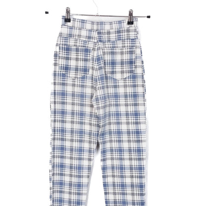 VIN-TR-35138 Vintage denim καρό ψηλόμεσο γυναικείο παντελόνι XS