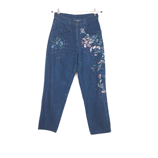 VIN-TR-35136 Vintage denim ψηλόμεσο γυναικείο παντελόνι S-M